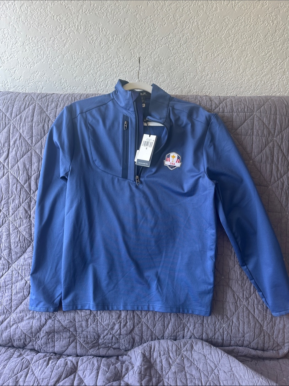 Ralph Lauren Ryder Cup Royal Blue RLX Quarter-Zip Pullover with USA Crest